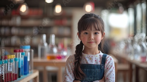 Wallpaper Mural A child proudly presenting their science fair project, explaining their findings with confidence and enthusiasm. Torontodigital.ca