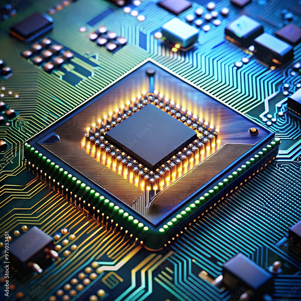 High-Tech CPU and Motherboard for Modern Computing and Data Processing High-Tech CPU and Motherboard for Modern Computing and Data Processing