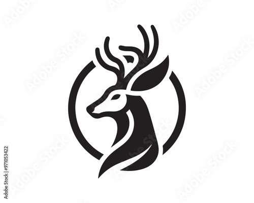 Deer logo vector template. Deer head icon symbol vector illustration. Deer silhouette logo black and white.