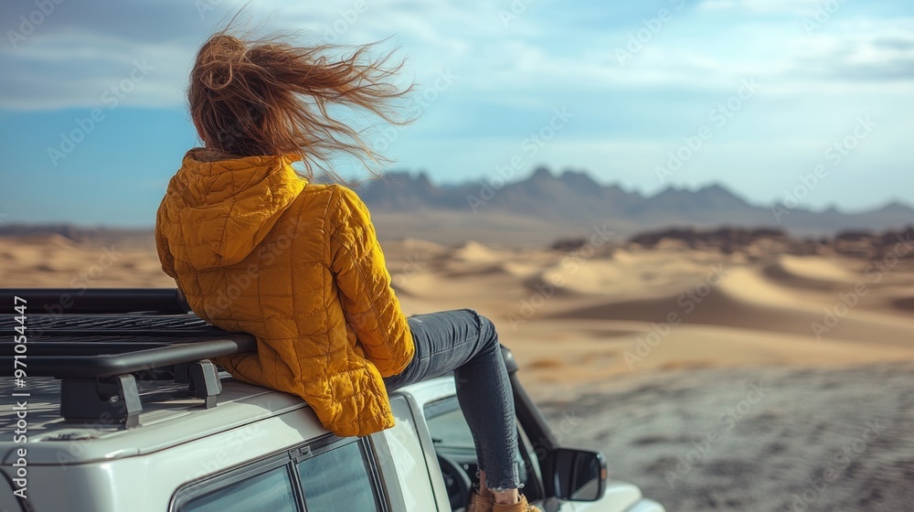 Fototapeta premium Woman On A Road Trip