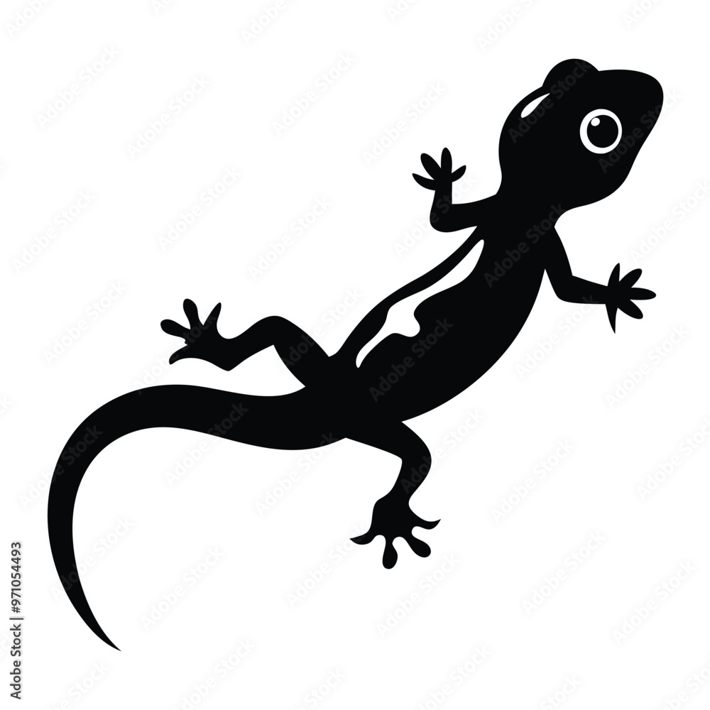 Silhouette of a lizard, minimalist design, black and white, vector style, simple illustration, gecko-like pose, clean lines, artistic graphic. Silhouette of a lizard, minimalist design, black and white, vector style, simple illustration, gecko-like pose, clean lines, artistic graphic.