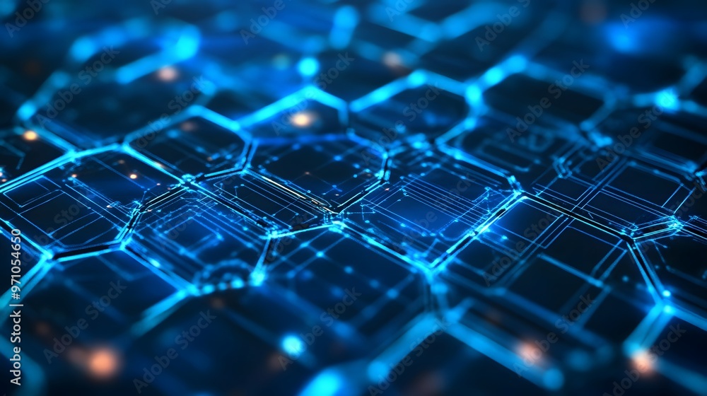 Obraz premium Modern blockchain concept pattern with hexagonal elements
