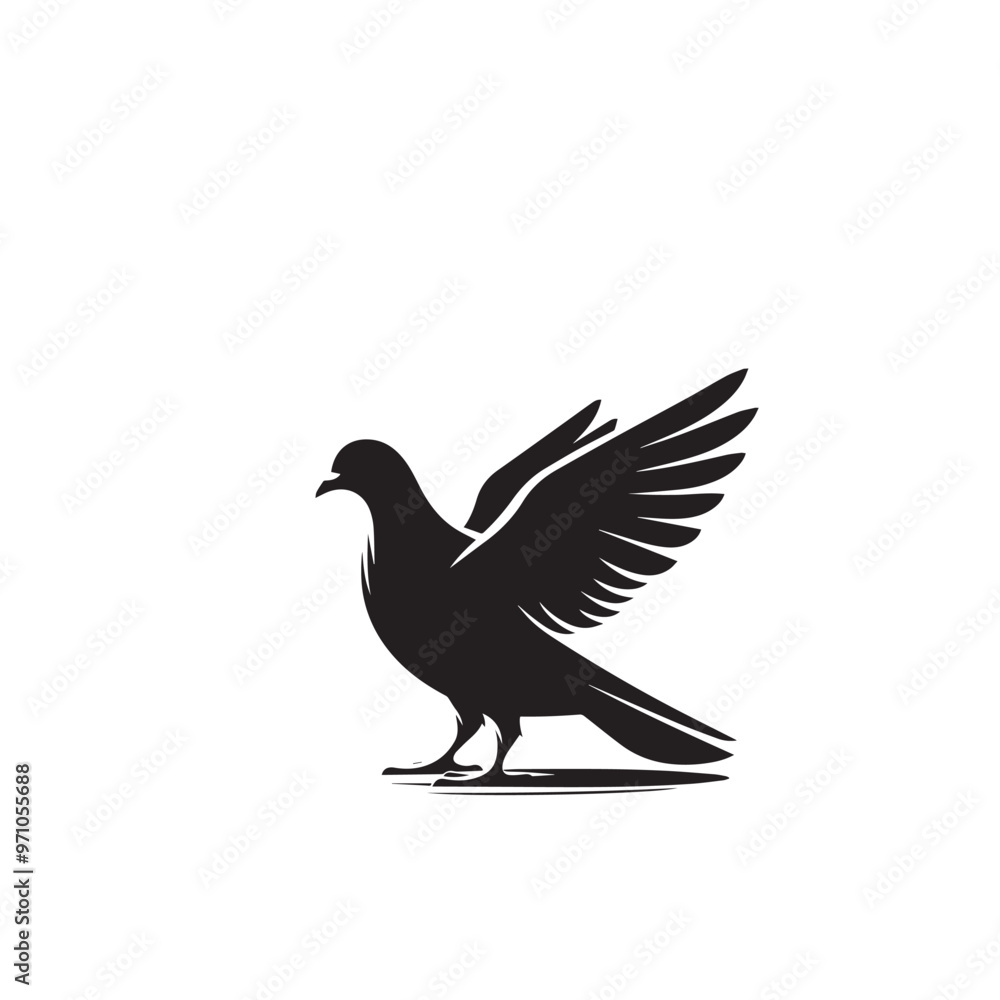 Obraz premium Pigeon bird silhouette. Pigeon logo, icon. Pigeon vector design isolated on white background.