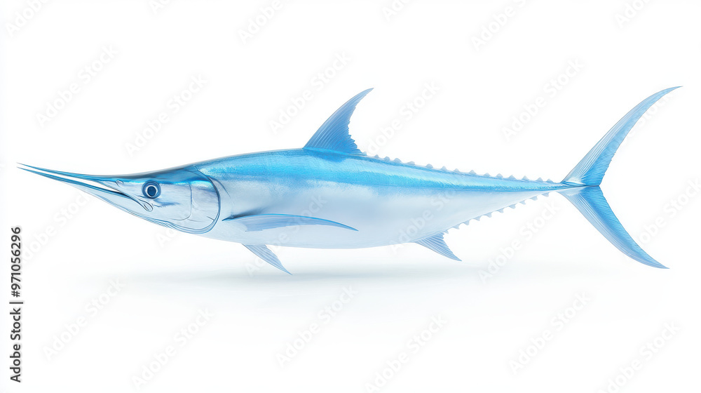 A blue fish with a long, sharp, pointy nose A blue fish with a long, sharp, pointy nose