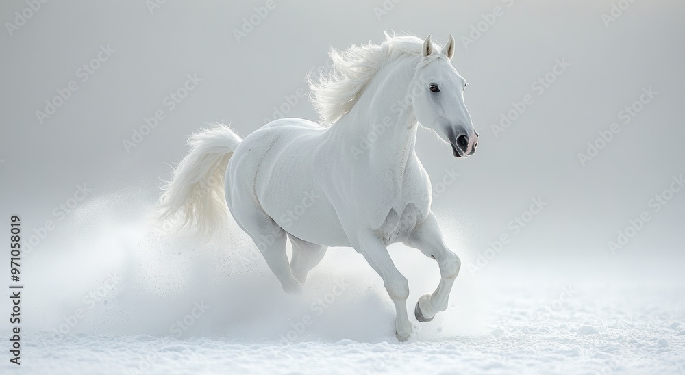 White Horse Running Through Snow White Horse Running Through Snow