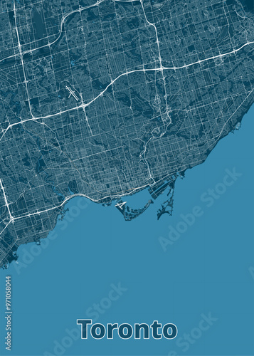 Toronto, Ontario, Canada artistic blueprint map poster