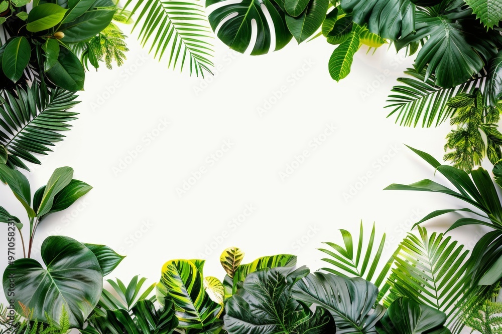 Naklejka premium A large green leafy plant with a white background