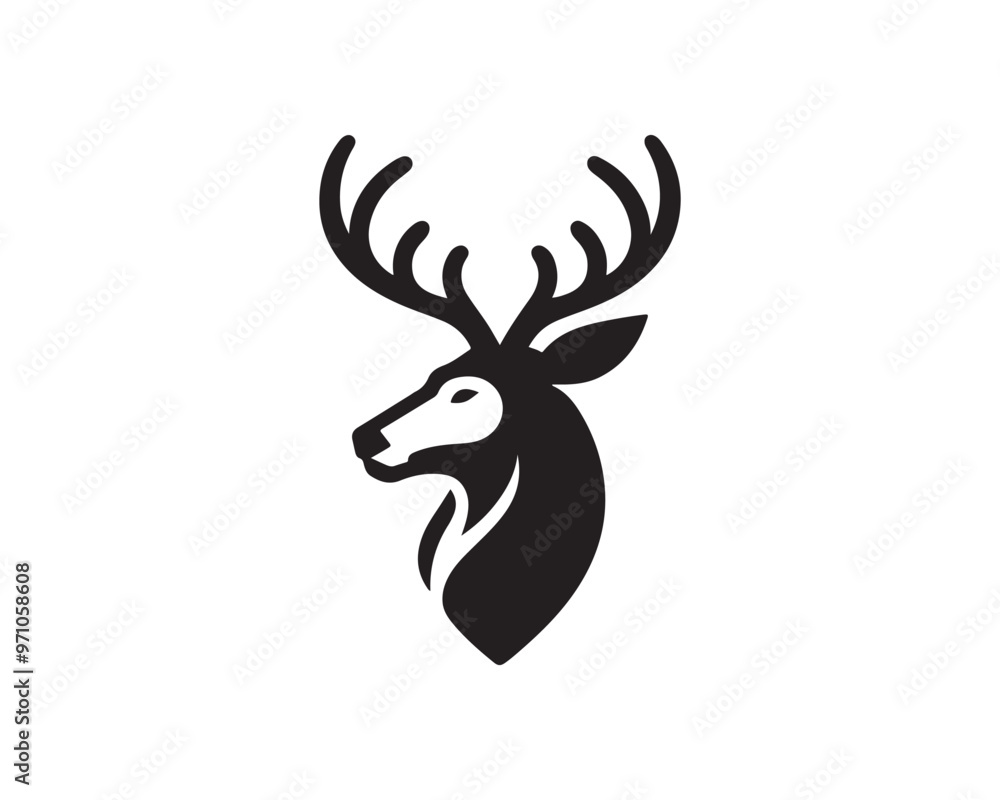 Deer logo vector template. Deer head icon symbol vector illustration. Deer silhouette logo black and white. Deer logo vector template. Deer head icon symbol vector illustration. Deer silhouette logo black and white.