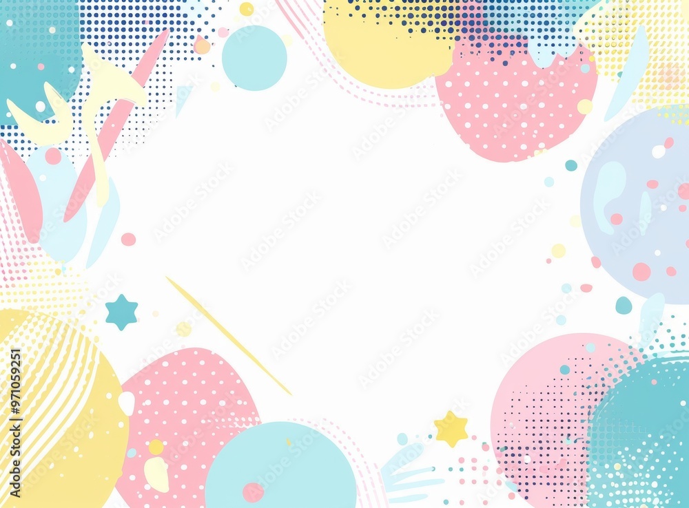 A colorful background with stars and a white frame A colorful background with stars and a white frame