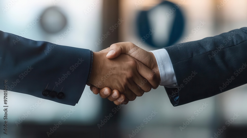 Executives negotiating a merger deal with company logos in the background, merger and acquisition, high-stakes business deal Executives negotiating a merger deal with company logos in the background, merger and acquisition, high-stakes business deal