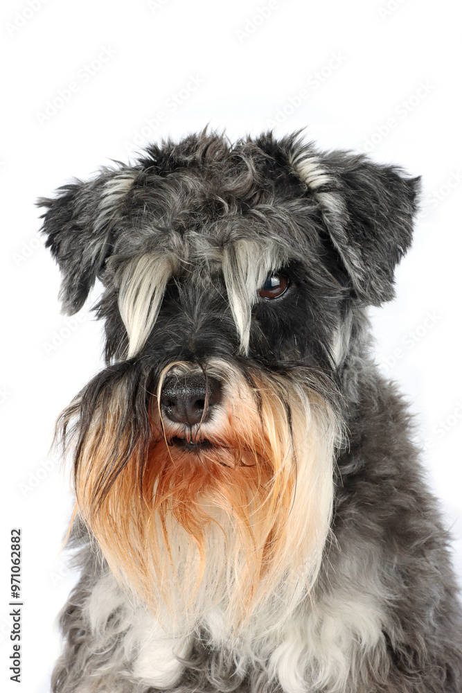 portrait of a miniature schnauzer isolated portrait of a miniature schnauzer isolated