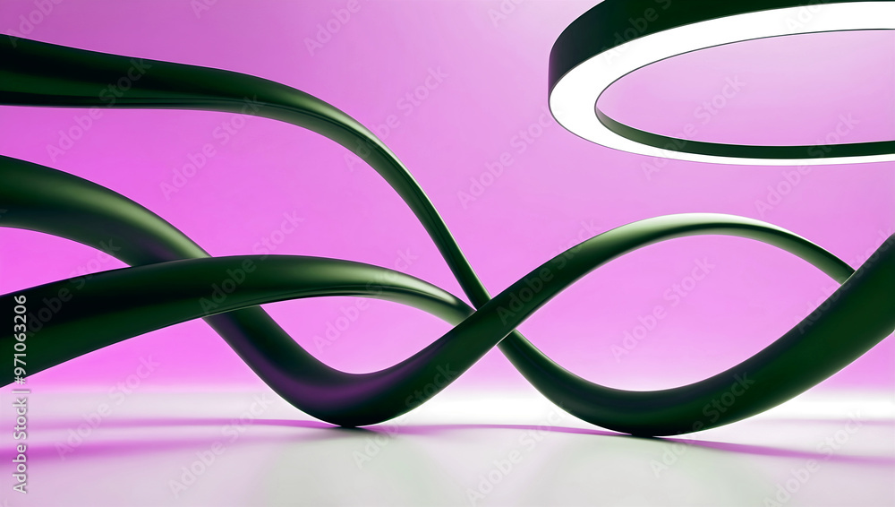 Abstract background, black curved lines isolated on purple pink, waves, artistic wallpaper, template, wallart