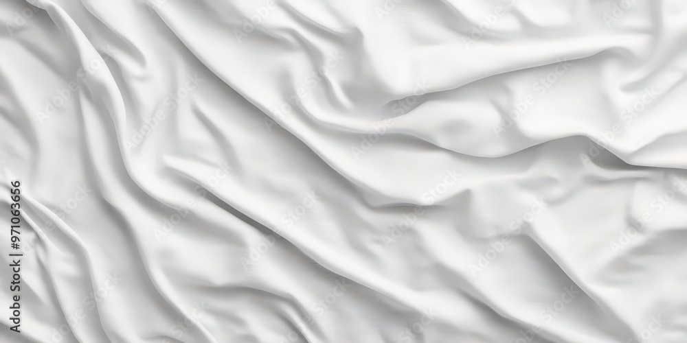Abstract white crumpled fabric texture background with soft folds, perfect for product mockups, textile designs, or minimalist visual projects that require a clean and elegant fabric texture. Abstract white crumpled fabric texture background with soft folds, perfect for product mockups, textile designs, or minimalist visual projects that require a clean and elegant fabric texture.