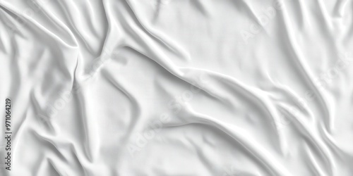  Abstract white crumpled fabric texture background with soft folds, perfect for product mockups, textile designs, or minimalist visual projects that require a clean and elegant fabric texture.