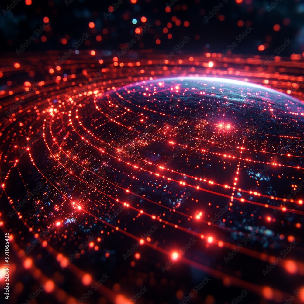 Obraz premium Futuristic Satellite Network Encircling Earth