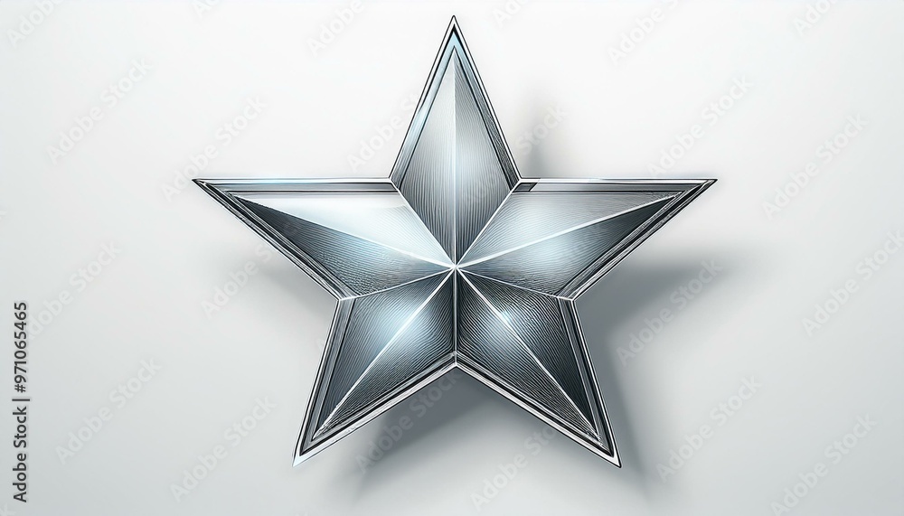 Obraz premium Silver glass star on white background, symbolizing excellence and achievement