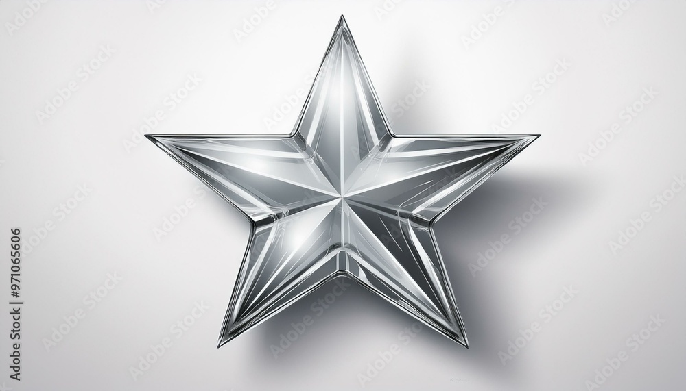 Silver glass star on white background, symbolizing excellence and achievement Silver glass star on white background, symbolizing excellence and achievement