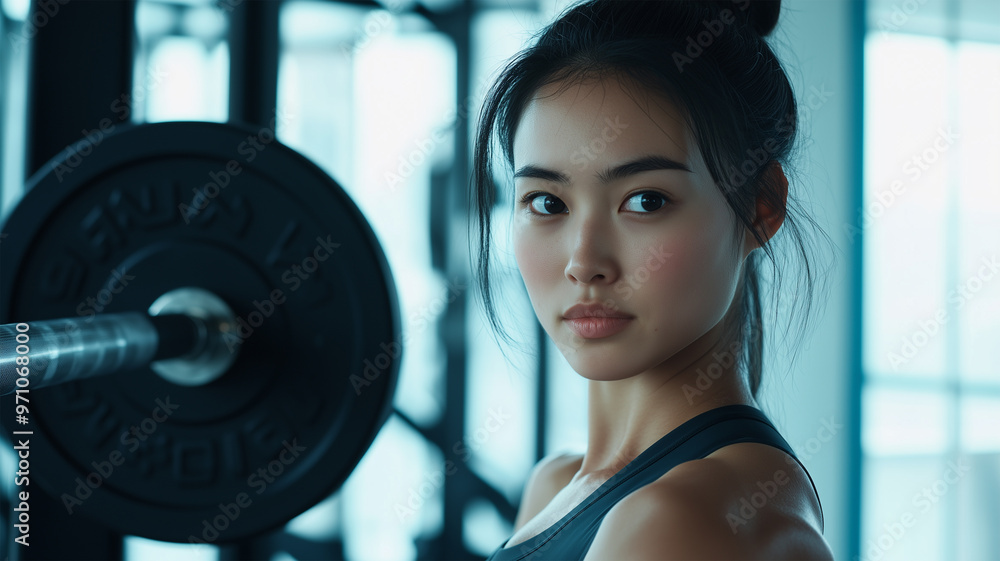 ミニマリストジムでトレーニングする女性 ミニマリストジムでトレーニングする女性