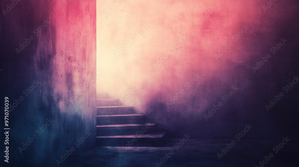 A powerful contrast between a dark, chaotic area and a serene, well-lit space, with a soft pastel gradient background. A powerful contrast between a dark, chaotic area and a serene, well-lit space, with a soft pastel gradient background.