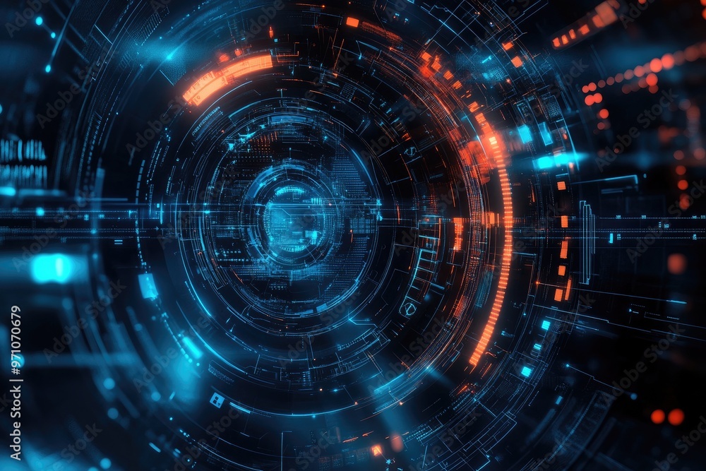 Futuristic abstract design featuring glowing lines and patterns in vibrant blue and orange hues, creating a dynamic visual effect. Futuristic abstract design featuring glowing lines and patterns in vibrant blue and orange hues, creating a dynamic visual effect.