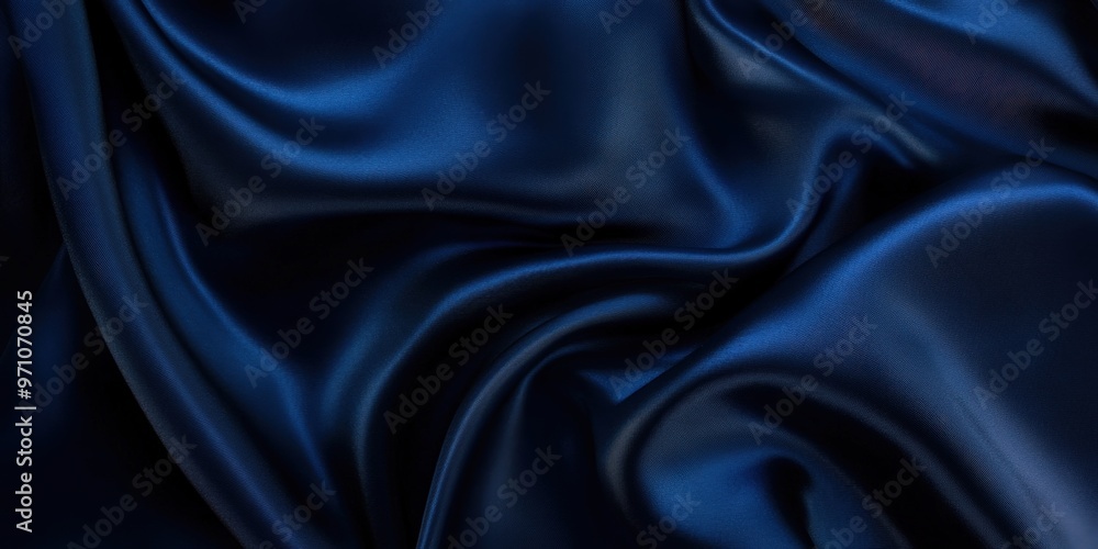 Fototapeta premium Elegant blue satin fabric with smooth, flowing folds, creating a luxurious and stylish background perfect for high-end product designs, fashion branding, or premium visual presentations that evoke sop