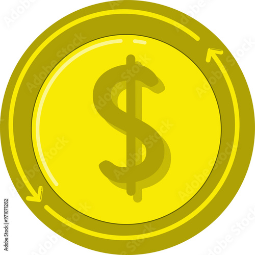 Dollar coin icon. Flat style vector illustration, dollar money coin for web design.