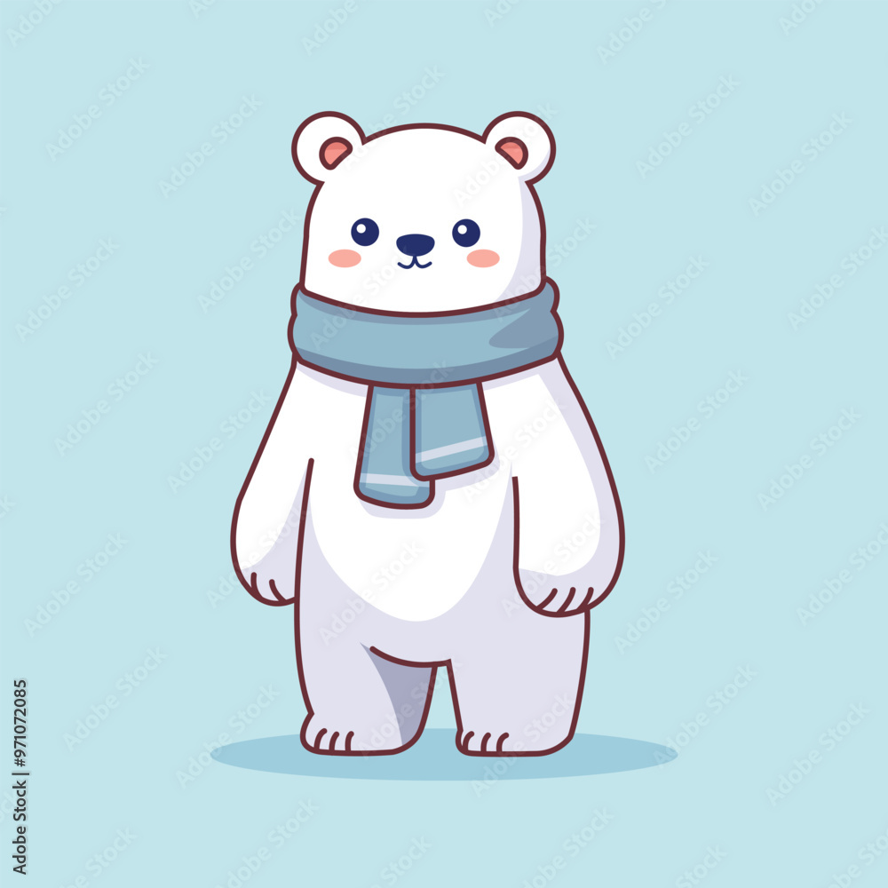 Obraz premium Cute Polar Bear Standing Cartoon Vector Icon Illustration. Animal Nature Icon Concept Isolated Premium Vector. Flat Cartoon Style