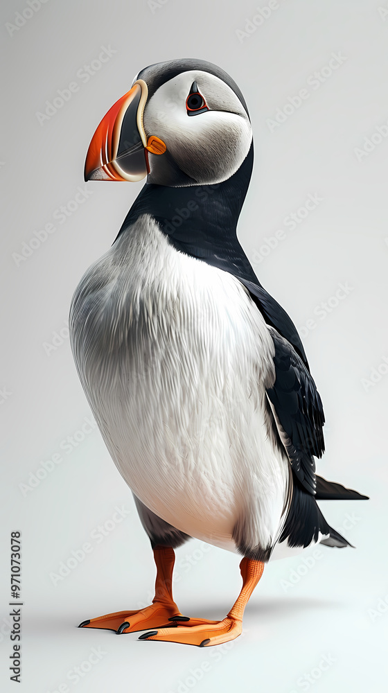 Obraz premium magnificent realistic Puffin on white background