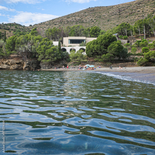 Girona, Spain - 9 August, 2024: Views of El Bulli restaurant from the beach of Cala Montjoi, Costa Brava, Catalonia photo