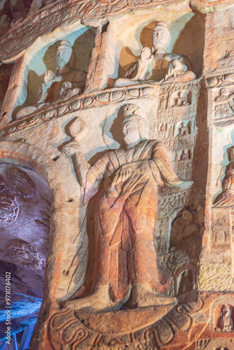 Giant Buddha statue at Yungang Grottoes in Datong, Shanxi