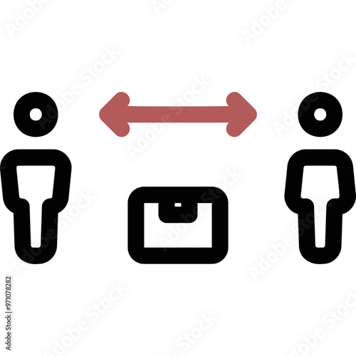 Simple vector icon keeping the distance, delivery