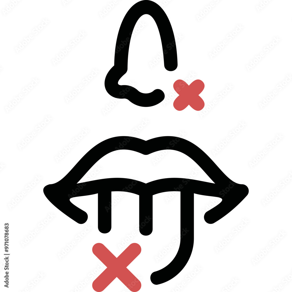 Simple vector icon lack of taste and smell Simple vector icon lack of taste and smell