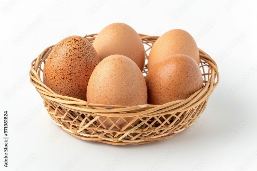 Eggs in a basket isolated on white background Eggs in a basket isolated on white background