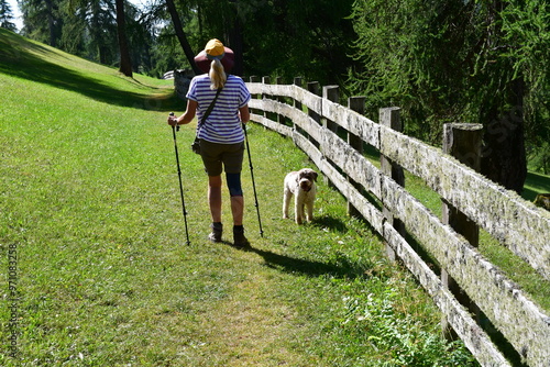 Frau wandert auf dem Salten in Südtirol 