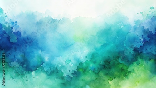 Abstract watercolor background in shades of blue and green , watercolor, abstract, background, blue, green, texture