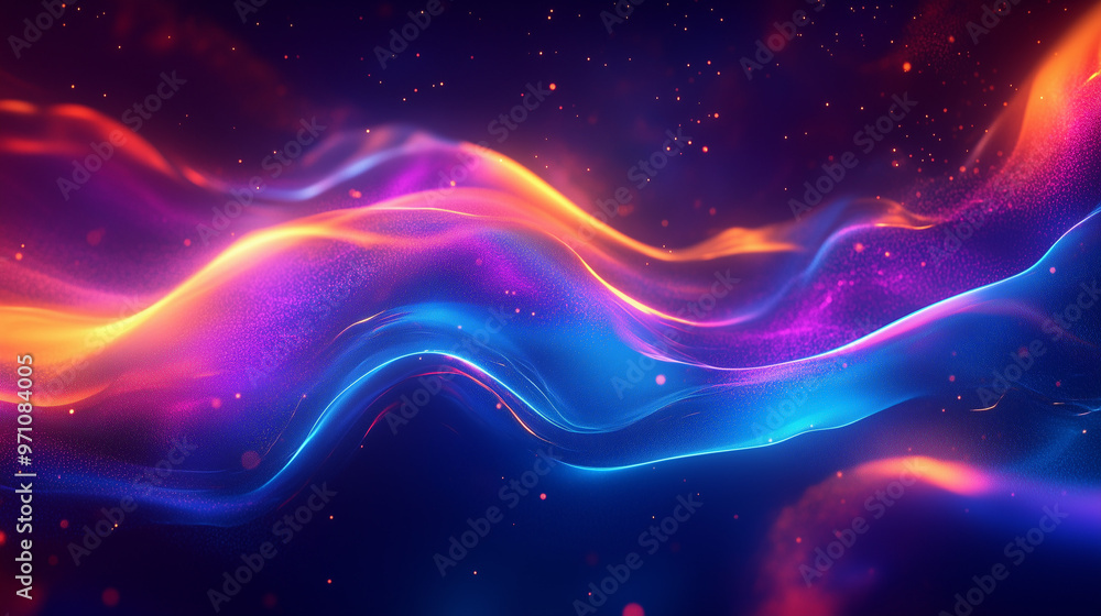 Fototapeta premium Glowing Stream Of Digital Neon Waves
