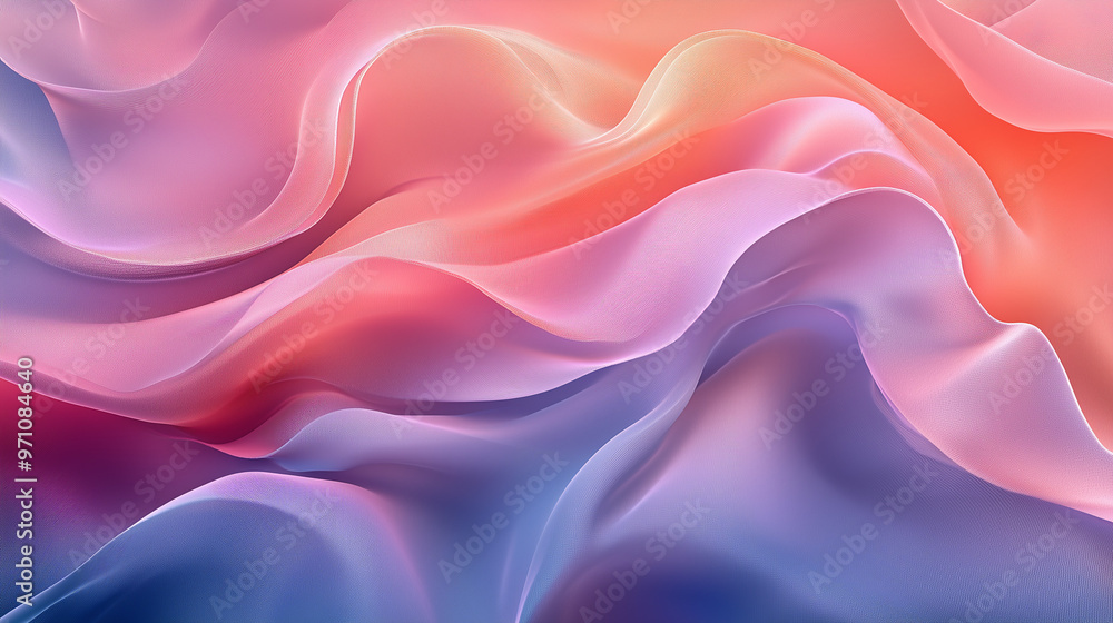Obraz premium Soft Gradient Waves of Pastel Pink and Lavender Flow in Abstract Motion