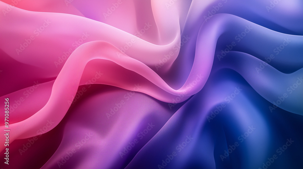 Fototapeta premium Smooth Waves of Pastel Pink and Blue Flowing in Abstract Digital Design