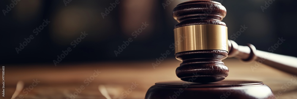 A closeup shot of a wooden gavel resting on the desk of a courtroom, symbolizing justice and law enforcement. A closeup shot of a wooden gavel resting on the desk of a courtroom, symbolizing justice and law enforcement.