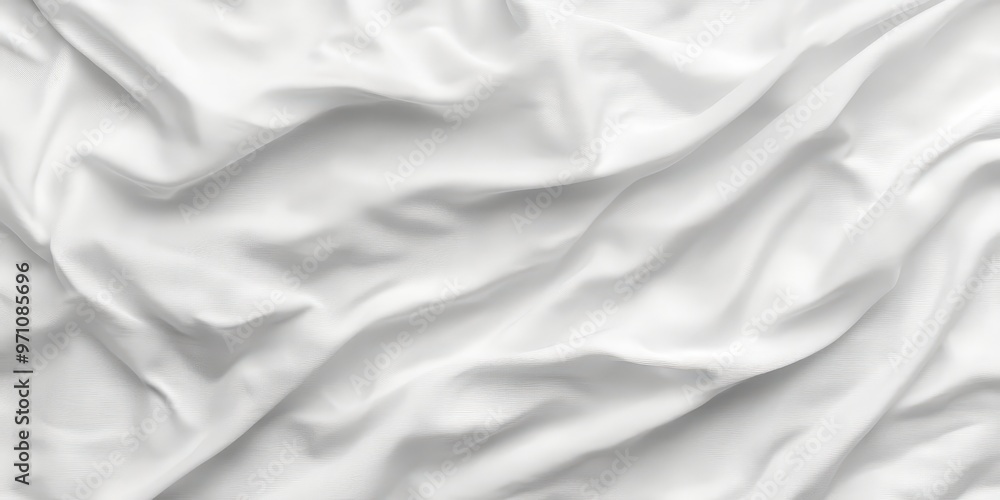 Abstract white crumpled fabric texture background with soft folds, perfect for product mockups, textile designs, or minimalist visual projects that require a clean and elegant fabric texture. Abstract white crumpled fabric texture background with soft folds, perfect for product mockups, textile designs, or minimalist visual projects that require a clean and elegant fabric texture.
