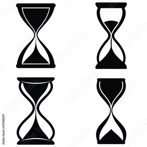 Set of Hourglass silhouette vector Art