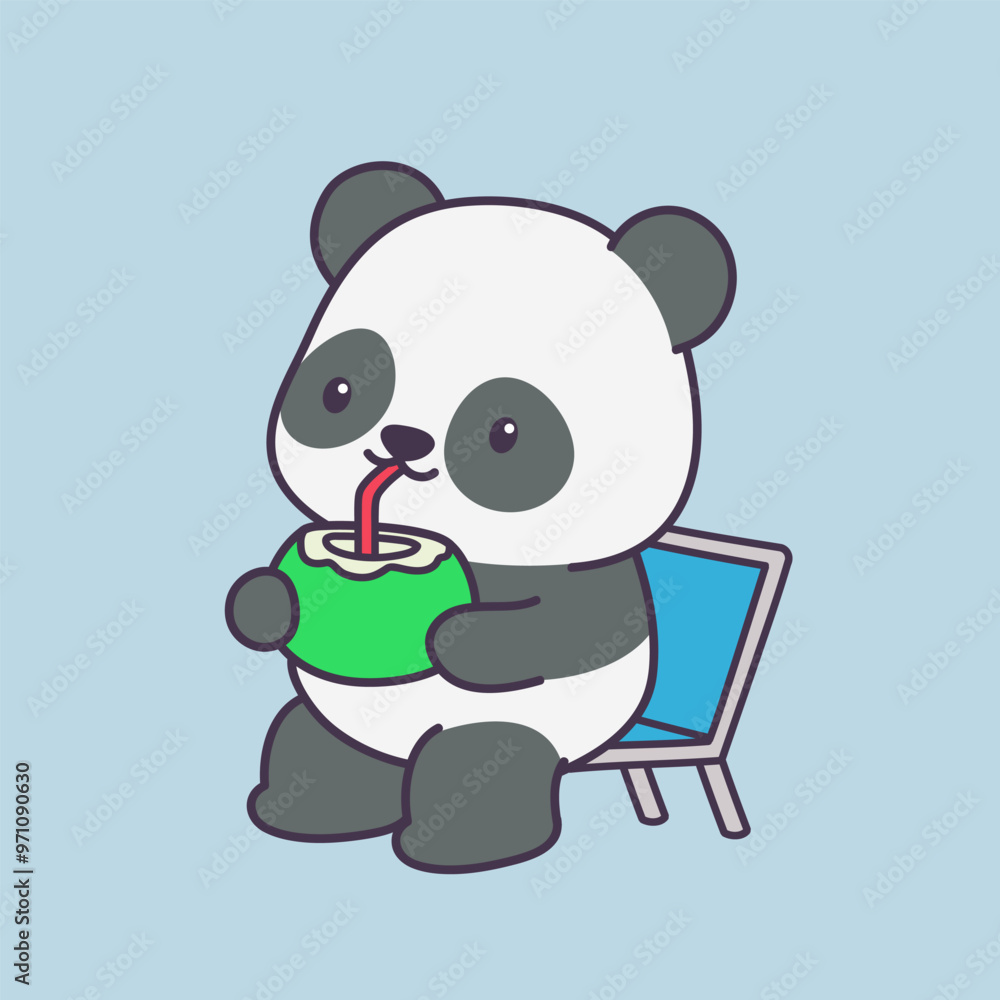 Naklejka premium Cute Panda Cartoon Illustration Vector