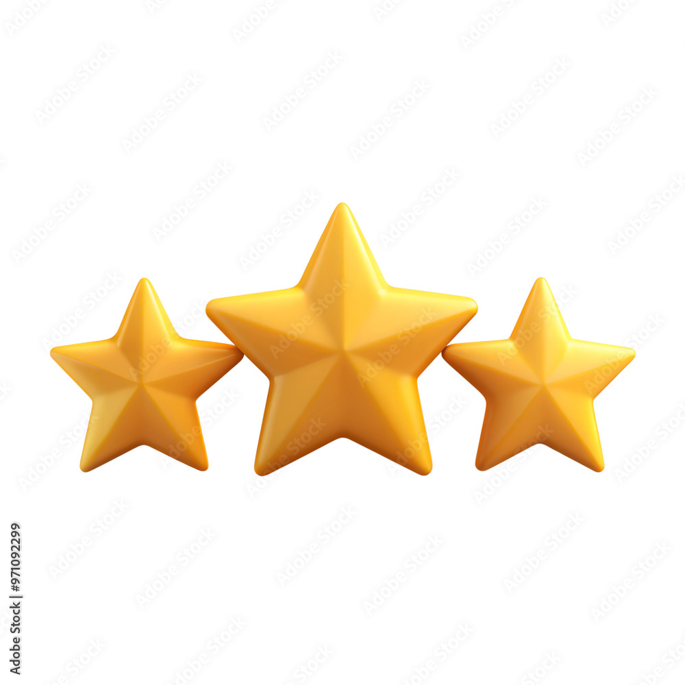Fototapeta premium 3 star rating 3D illustration png, star rating, png star