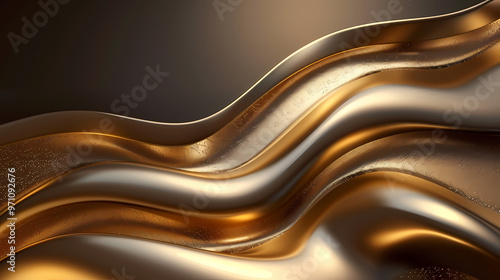 Line curve golden luxury on brown background. Realistic template cover 3d style design. Vector illustration.