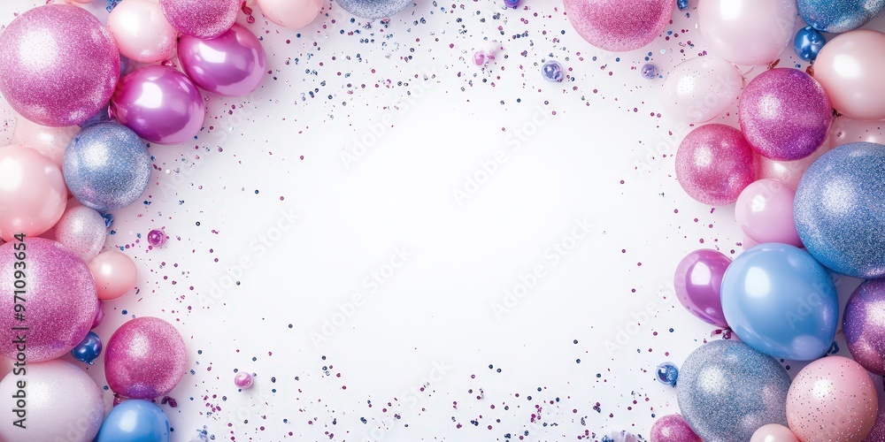 A fun and festive wide-frame carnival background featuring pastel-colored balloons and vibrant confetti, creating a joyful and celebratory atmosphere perfect for birthday designs, party invitations, o A fun and festive wide-frame carnival background featuring pastel-colored balloons and vibrant confetti, creating a joyful and celebratory atmosphere perfect for birthday designs, party invitations, o