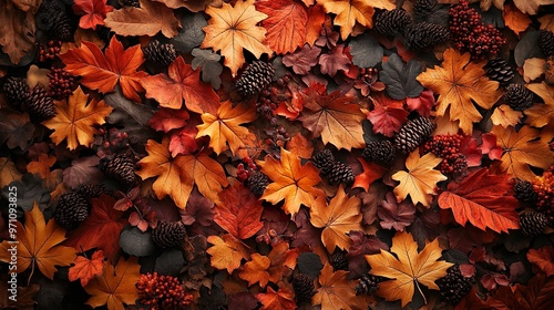 Elegant autumn background with soft floating leaves in rich orange tones wallpaper photo