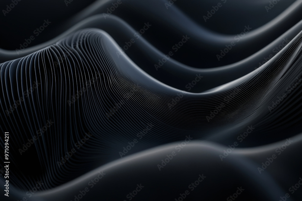 A black background with multiple thin, curving lines that have a subtle shadow effect. The lines vary in thickness and arc gracefully, creating a dynamic design that evokes a sense of fluidity and A black background with multiple thin, curving lines that have a subtle shadow effect. The lines vary in thickness and arc gracefully, creating a dynamic design that evokes a sense of fluidity and