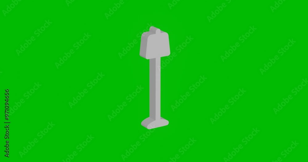 Animation of rotation of a white floor lamp symbol with shadow. Simple and complex rotation. Seamless looped 4k animation on green chroma key background Animation of rotation of a white floor lamp symbol with shadow. Simple and complex rotation. Seamless looped 4k animation on green chroma key background