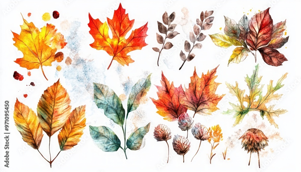 Autumn Equinox Celebration with Colorful Leaves Arranged on a White Background Autumn Equinox Celebration with Colorful Leaves Arranged on a White Background