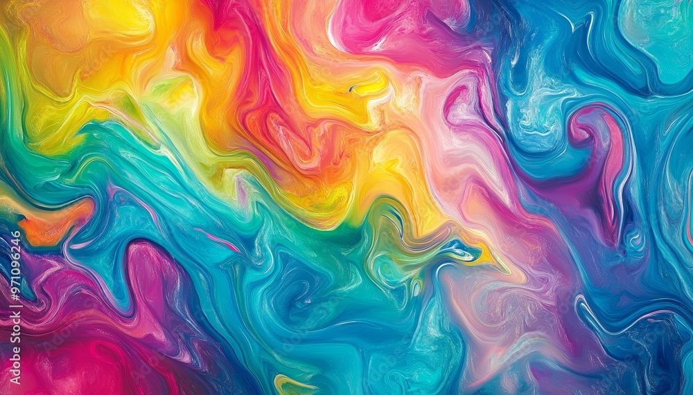 Fototapeta premium Colorful Fluid Abstract Art with Vivid Waves Swirls